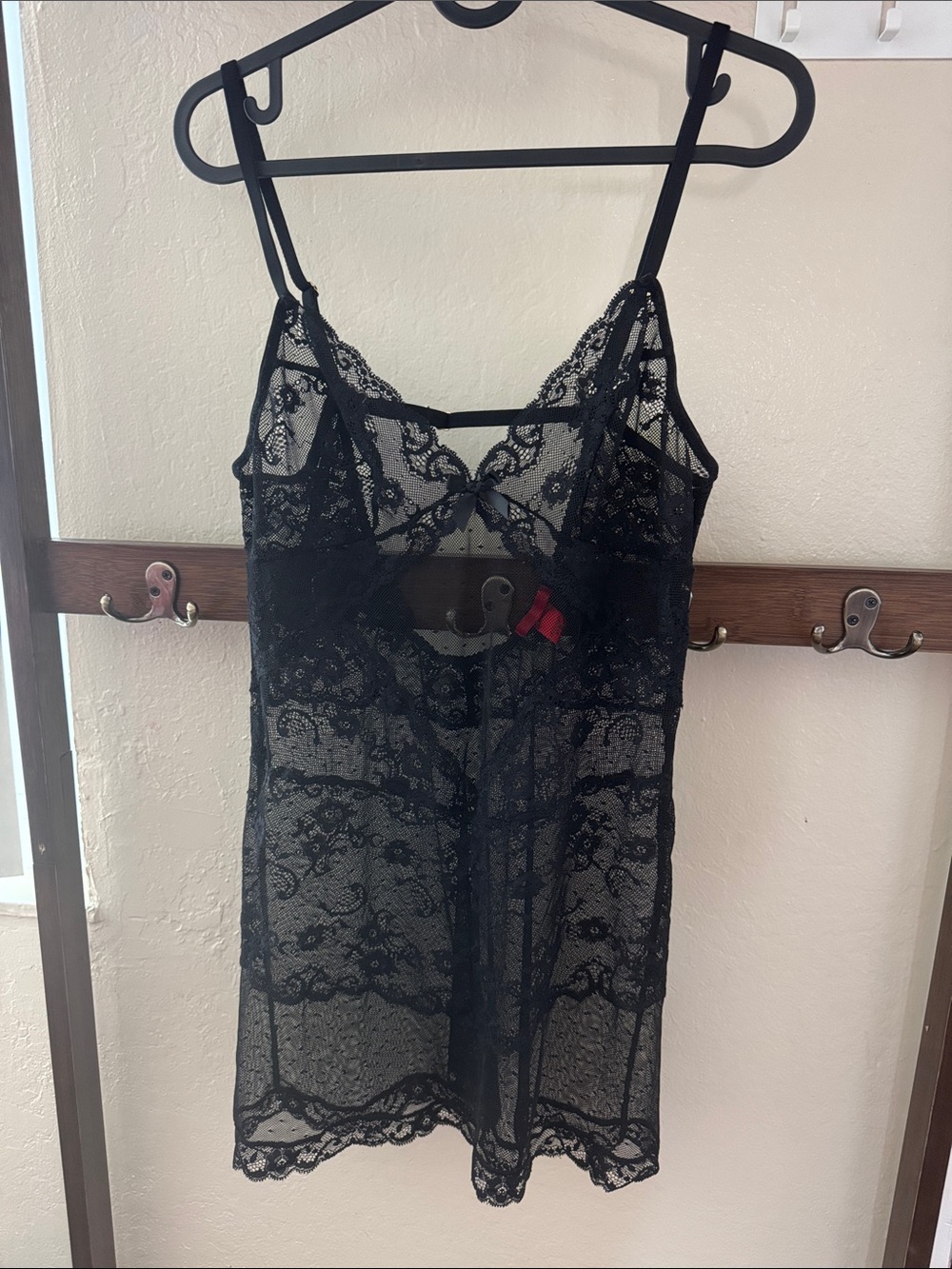 Victoria's Secret Black Sheer Lace Chemise